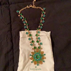 Authentic Kate Spade green, blue, gold necklace